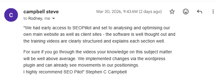 Stephen C Campbell — Client sites optimized, already seeing ranking movements via WordPress plugin